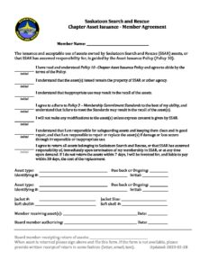 Search And Rescue Forms.pdf Asset Issuance Form 2023 – Saskatoon Search and Rescue